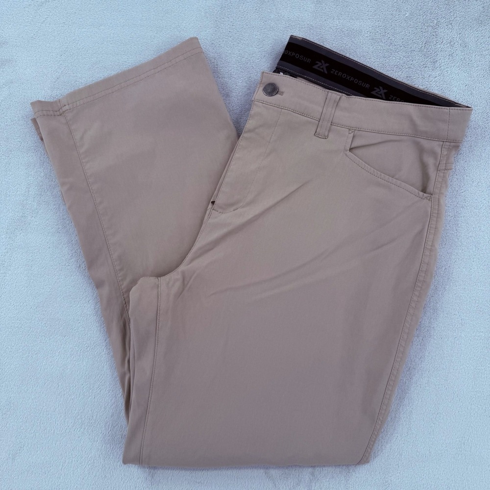 ZeroXposur Travel Series Mens Tan Khaki Technical Cargo Hiking Pants Size 38x32